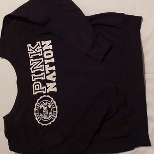Victoria's secret PINK Round Neck cropped sweatshirt M Black white